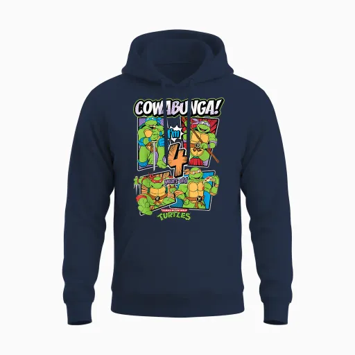 Mademark X Teenage Mutant Ninja Turtles - Cowabunga I'm 4 Years Old Teenage Mutant Ninja Turtles Unisex Hoodie - Navy