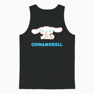 Sanrio Cinnamoroll Character Front & Back T-Shirt, Black Unisex Tank Top - Black