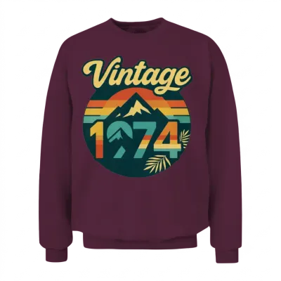 Vintage 1974 Classic Birthday Gift - Retro Unisex Sweatshirt - Maroon