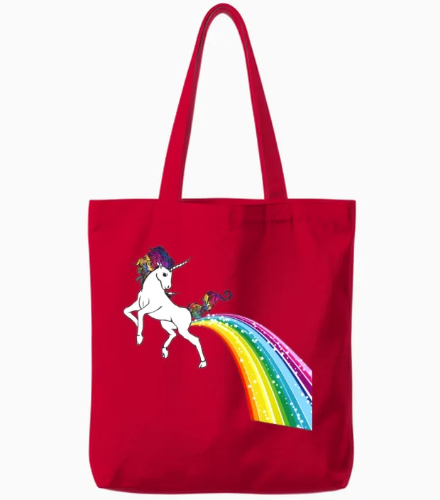 Unicorn Rainbow Poop Shirt - Bottom Wiping Unicorn Tote Bags in Red