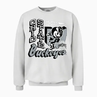 Ohio State Buckeyes Mascot State Red Officially Licensed Unisex Sweatshirt - White