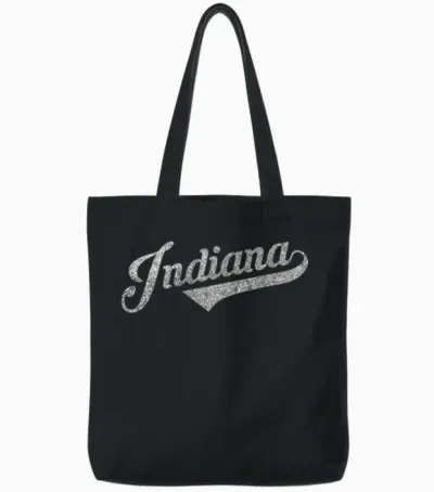 Retrocity Indiana Vintage City T-Shirt - Men's Unisex Adults & Kids - Red - Short Sleeve - Crew Neck - Vintage Style - Embroidery - Lightweight - Classic Fit - Non-Stretchable - Imported Tote Bags - Black
