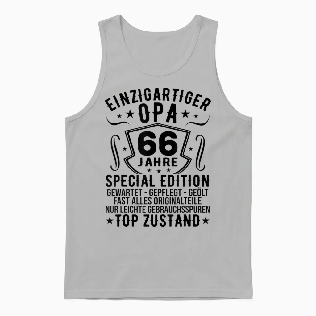 66th Birthday Man Unique Grandpa 66 Years Men's T-Shirt, Gray Unisex Tank Top in Ash