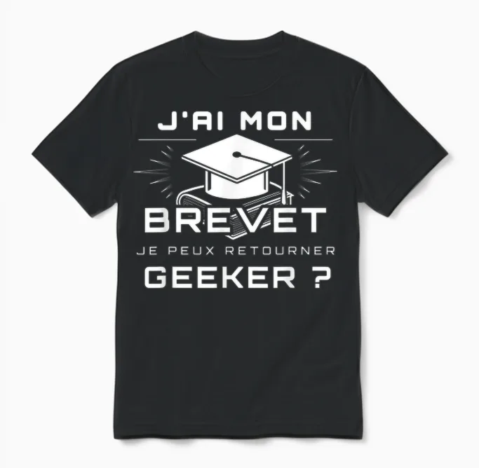 J'ai Mon Brevet Je Peux Retourner Jouer | Humour Diplômés Unisex T-Shirt in Black