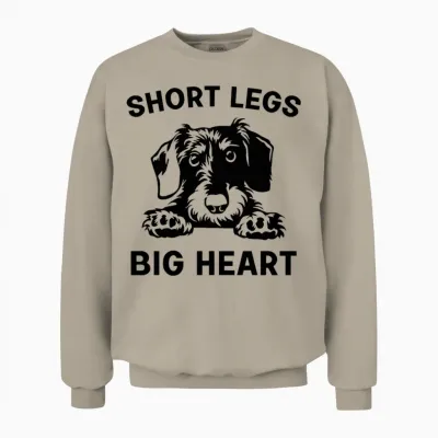 Drôle Teckel à Poil Dur Jambes Courtes Grand Coeur T-Shirt Haut De Gamme Unisex Sweatshirt - Sand