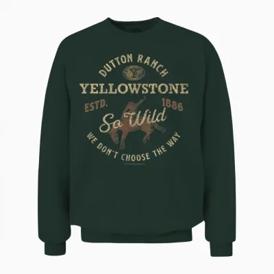 Yellowstone Dutton Ranch So Wild Logo T-Shirt, Black Unisex Sweatshirt - Forest