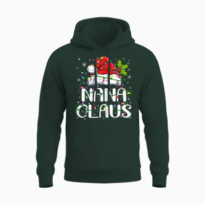 Nana Claus Christmas Lights Pajama Family Matching Unisex Hoodie - Forest