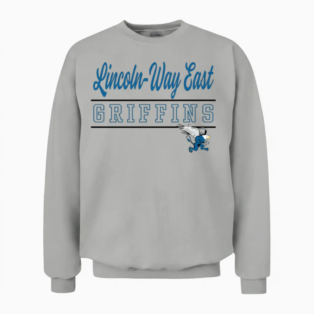 Lincoln-Way East High School Griffins C9 Unisex Sweatshirt in Ash