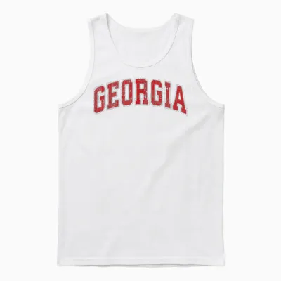 Georgia Ga Vintage Athletic Sports Design Red Text Unisex Tank Top - White