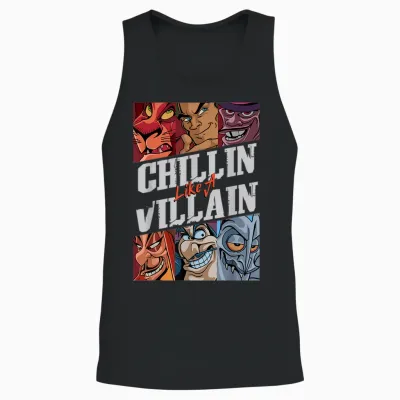 Disney Villains Chillin' Like a Villain Group Portrait T-Shirt Small Unisex Tank Top - Black