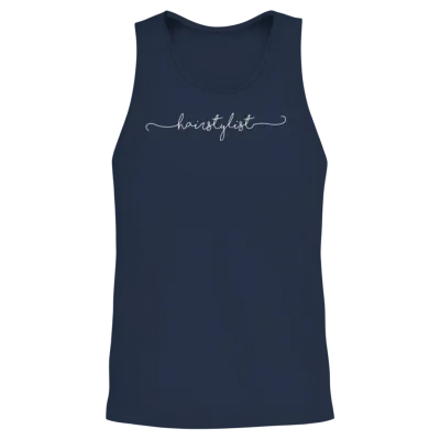 Hair Stylist Cursive Letter for Stylist and Barber Unisex Tank Top - Navy