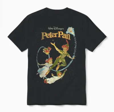 Disney Peter Pan Darling Flight Vintage Graphic Unisex T-Shirt - Black