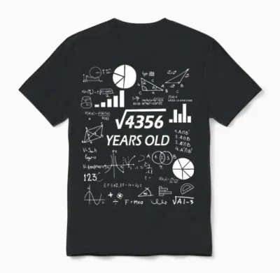 66 Anniversaire Math Carré Racine Unisex T-Shirt - Black