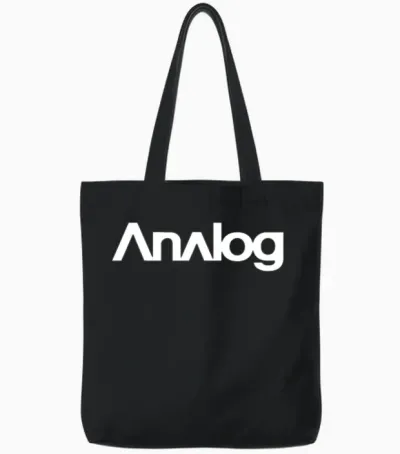 Analog (white) Tote Bags - Black
