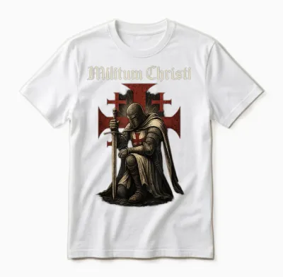 Militum Christi - Knight Templar Catholic Unisex T-Shirt - White