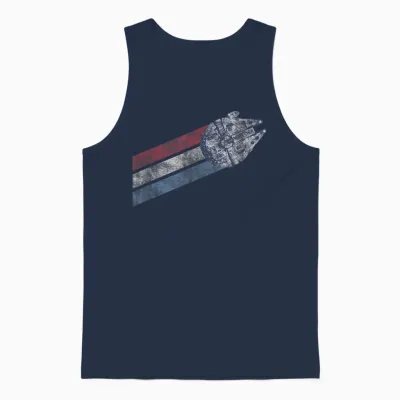 Star Wars Classic Americana Stripes Millennium Falcon Shot Unisex Tank Top - Navy
