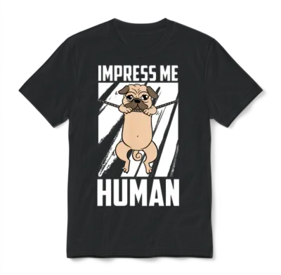 Pug Dog Unisex T-Shirt - Black