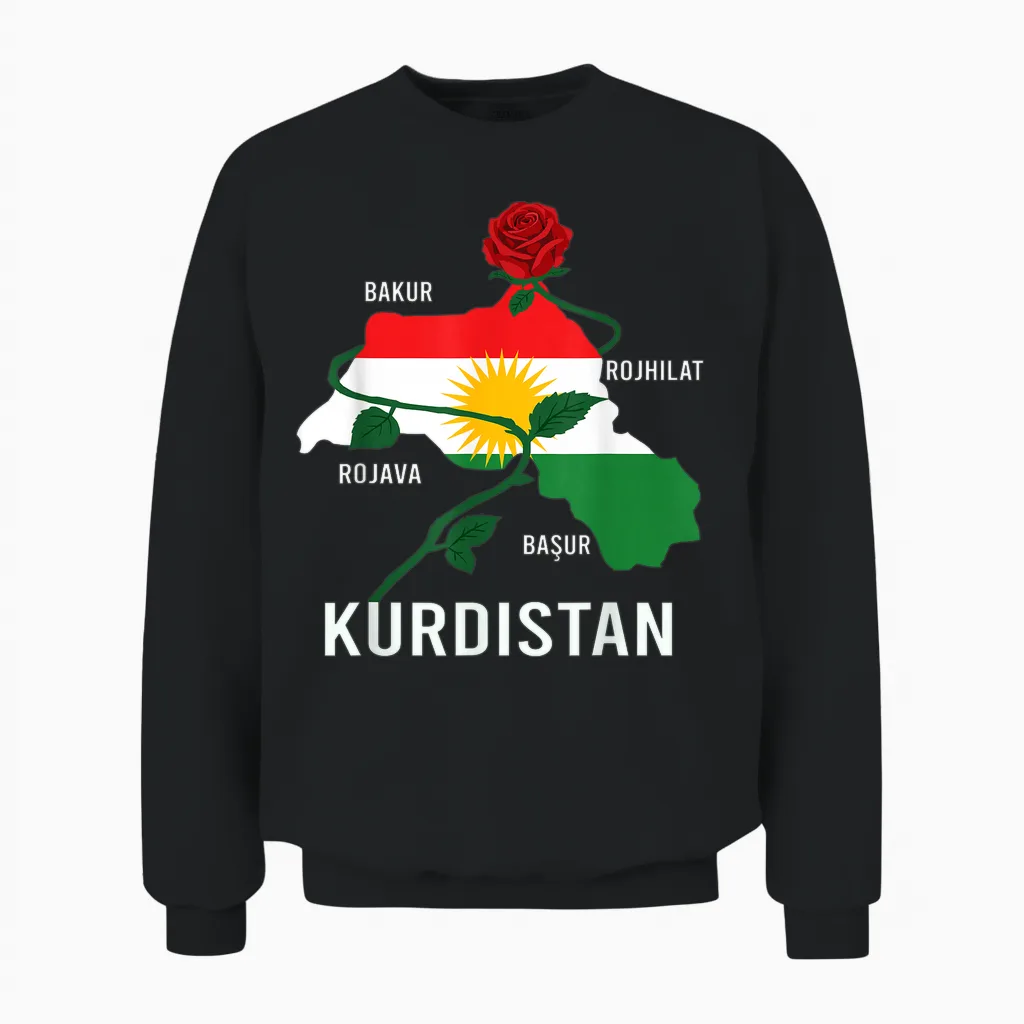 Kurdistan-Flagge Nowruz, Bakur Rojava Bashur, I Love Kurdistan Unisex Sweatshirt in Black