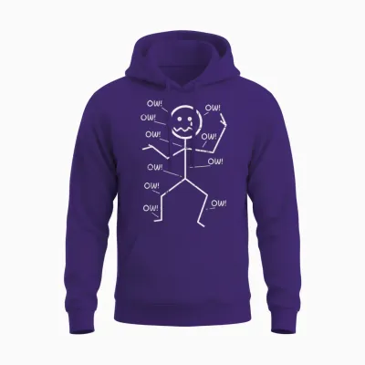 Crying Stickman Ow Ow Funny Pain Meme Humor Men Women Unisex Hoodie - Purple
