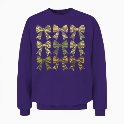 Camouflage Old Camo Bow Camo Coquette Bow Hunting Women Girl Unisex Sweatshirt - Purple