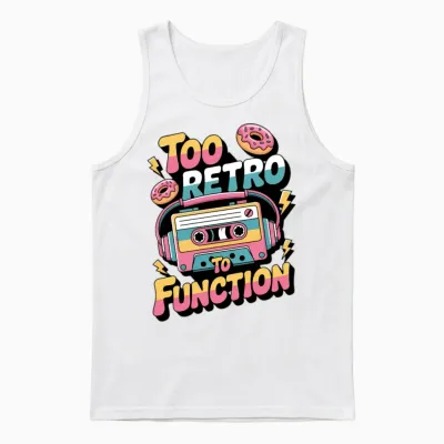 90s Retro – Too Retro to Function Unisex Tank Top - White