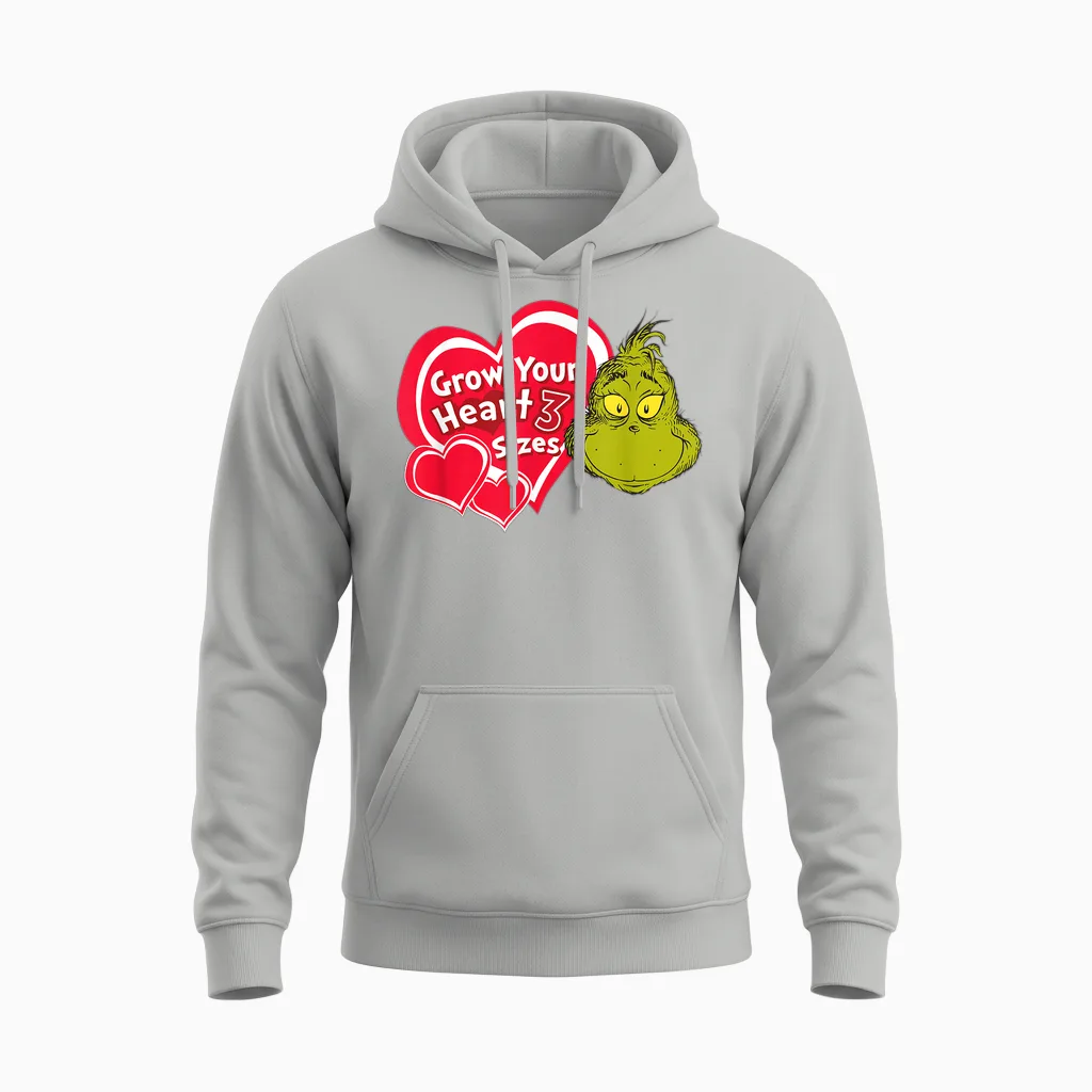 Dr. Seuss Grinch Grow Your Heart Unisex Hoodie in Ash