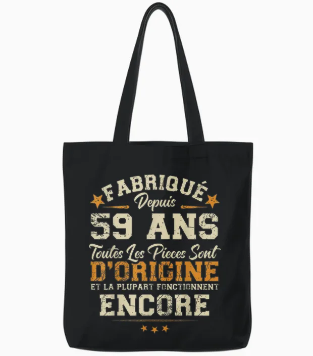 Made 59 Years Ago Birthday Joke Man Humor 1966 Tote Bags in Black
