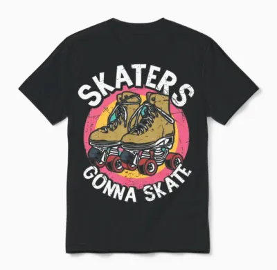 Skaters Gonna Skate Retro Unisex T-Shirt - Black