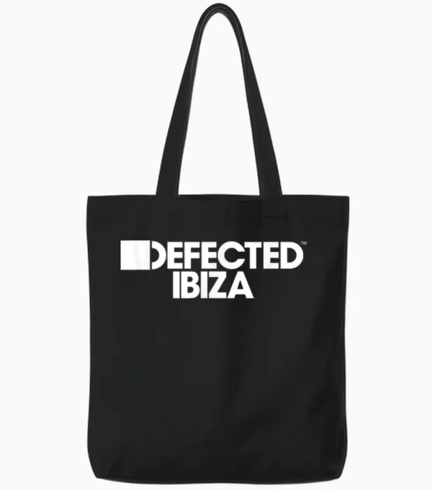 Defekter Weißer Ibiza-Druck Tote Bags in Black