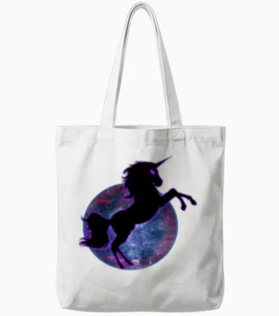 A Creative Black Horse Tote Bags - White