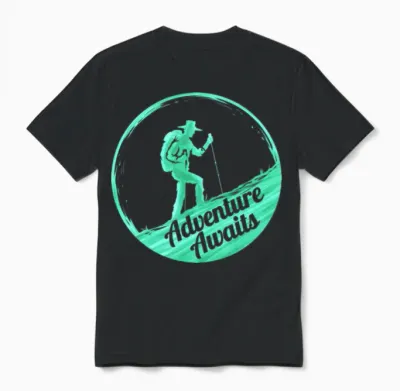 Adventure Awaits Dad Camping and Hiking Unisex T-Shirt - Black