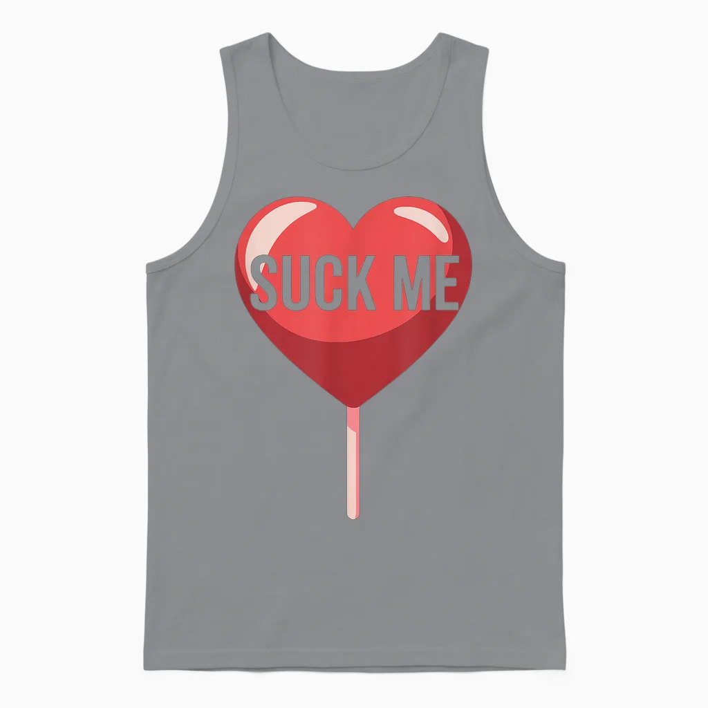Suck Me Valentine T-Shirt, Black, S Unisex Tank Top in Sport Grey