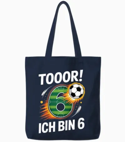 Children's Toor Ich Bin 6 6th Birthday Football Boy Cool Tote Bags - Navy