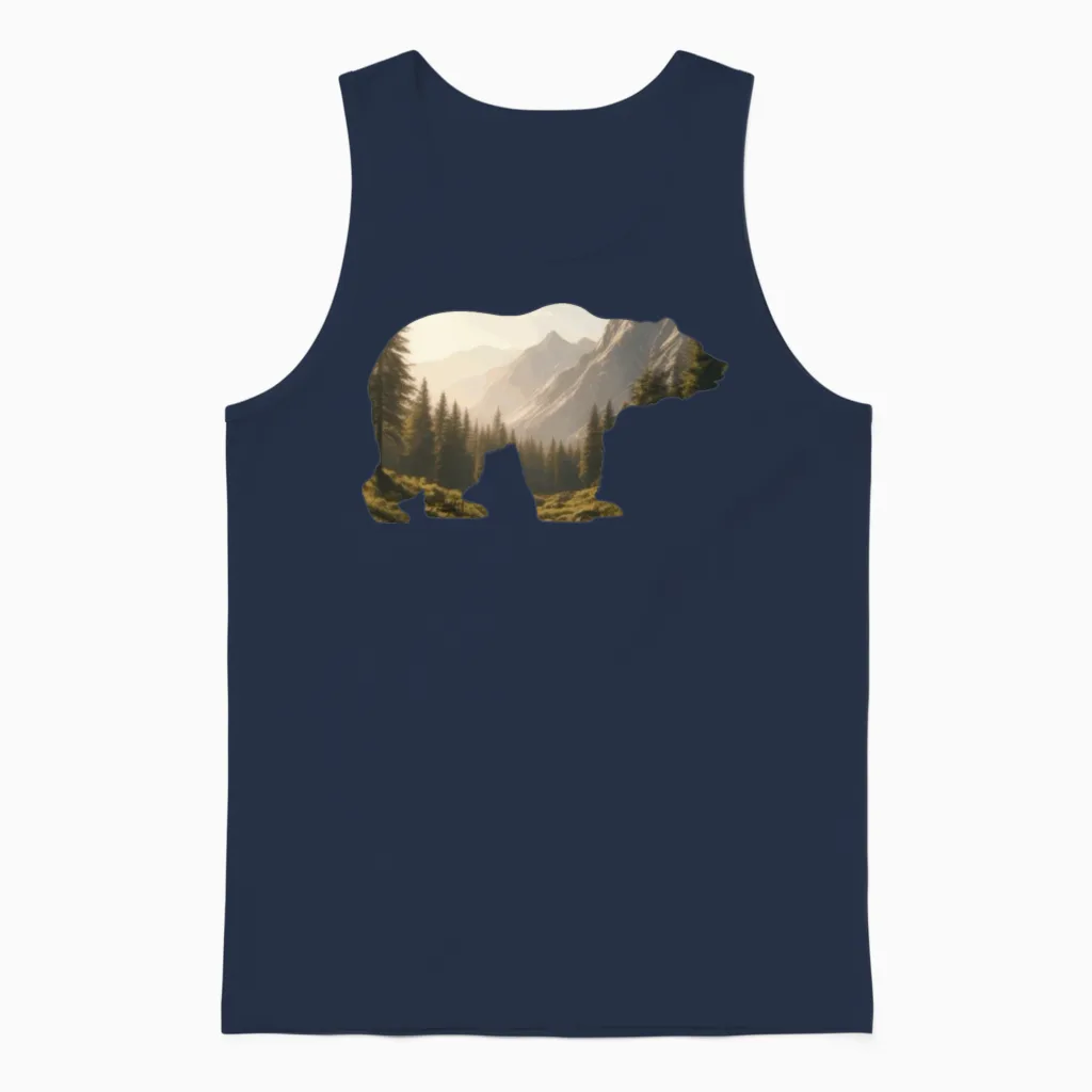 Bear π» Wildlife Gift Unisex Tank Top in Navy