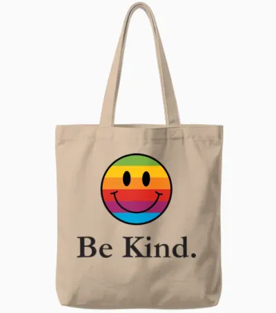 Be Kind Smile Face Retro Tote Bags - Natural