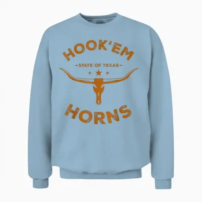 Hookém Horns State of Tex Unisex Sweatshirt - Light Blue