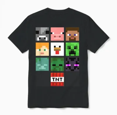 Minecraft Group Shot Faces Collage Unisex T-Shirt - Black