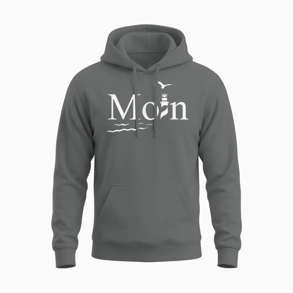 Maritimes Moin Mit Leuchtturm Und Möwe Unisex Hoodie in Graphite Heather