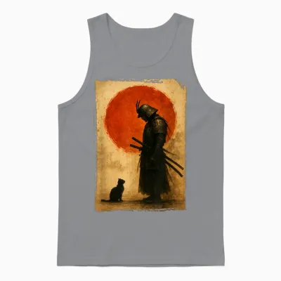 Guerrier Samouraï | Chasseur Japonais Vintage Et Art, Chat Noir Unisex Tank Top - Sport Grey