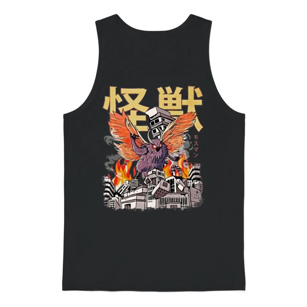 Kaiju Mothman Japanese Anime Monster Cryptid Unisex Tank Top - Black
