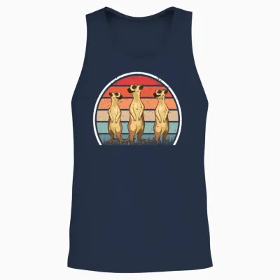 Meerkat Vintage Retro Unisex Tank Top - Navy