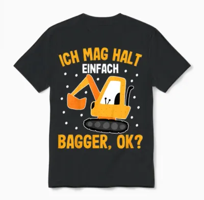 Bagger Shirt | Jungen Baustellen Shirt Jungs | Jungen Bagger Unisex T-Shirt - Black