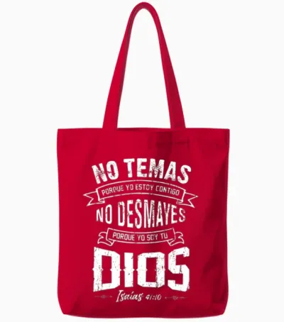 No Temas Christians Quote in Spanish Bible Verse Tote Bags - Red