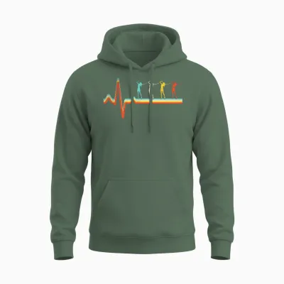 Singing Retro Heartbeat Unisex Hoodie - Military Green
