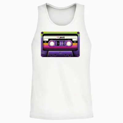 Neon Retro Mixtape Unisex Tank Top - White
