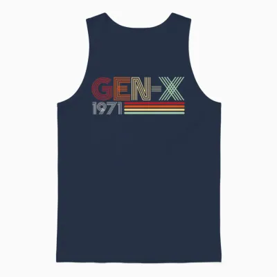 Gen X 1971 Retro Generation Xer Vintage Text Style T-Shirt Haut De Gamme Unisex Tank Top - Navy