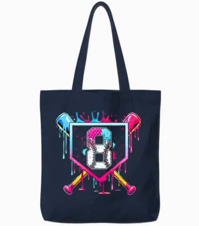 8th Birthday Boys Baseball Ice Cream Drip Boys Baseball Tote Bags - Navy