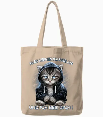 Fass Meinen Kaffee an Und Ich Beißdich T-Shirt, Black Tote Bags - Natural