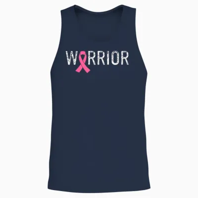 Breast Cancer Warrior, Breast Cancer Unisex Tank Top - Navy