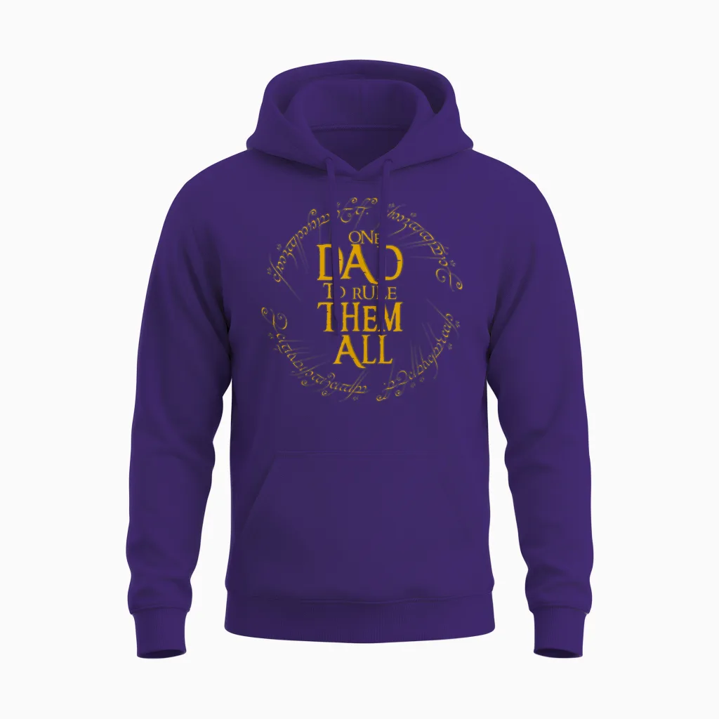 Lustiger Fantasy Nerd Dad Graphic "one Dad to Rule Them All" Unisex Hoodie in Purple